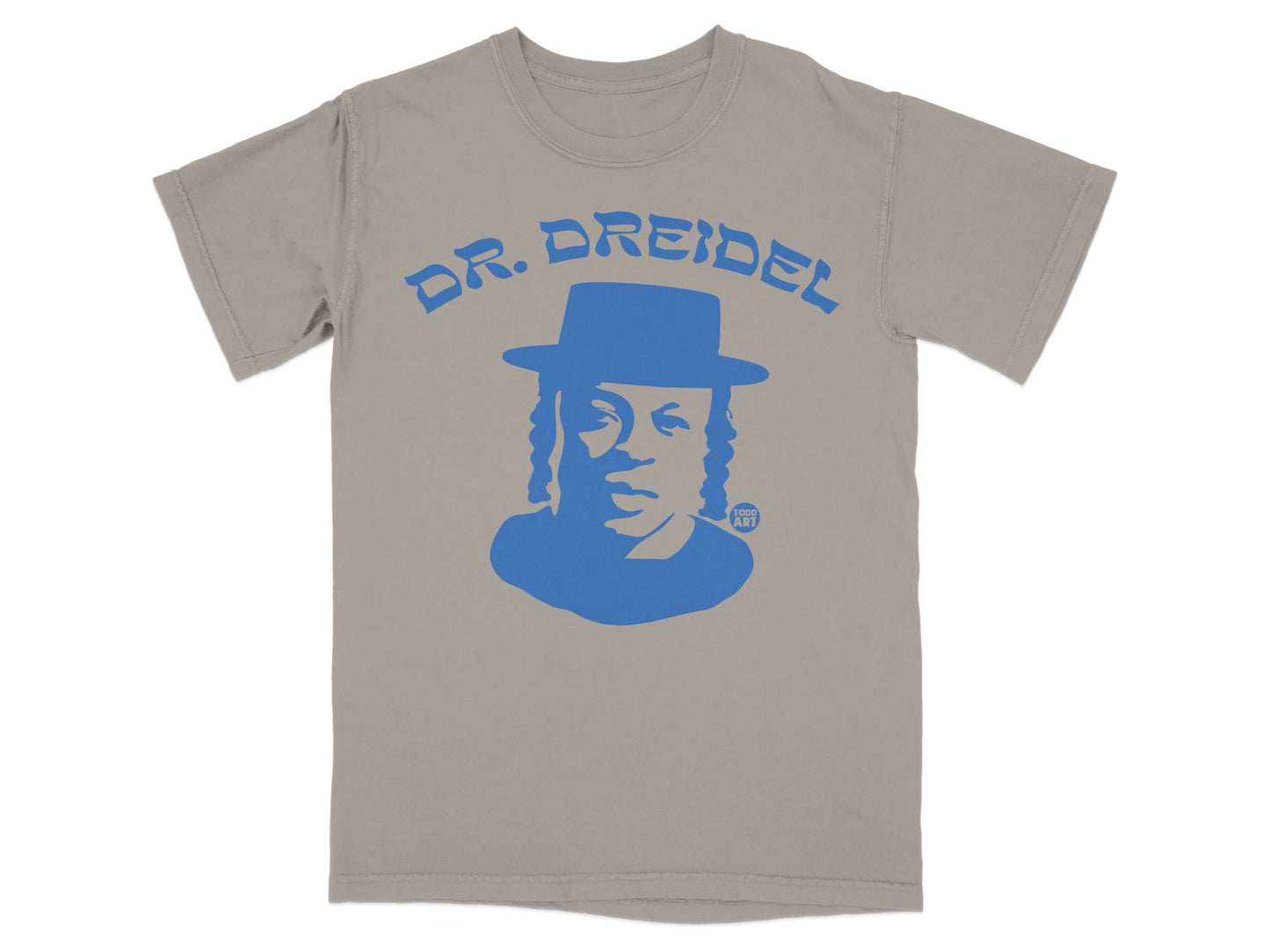 Blue graphic of a man in a hat with "DR. DREIDEL" text above.