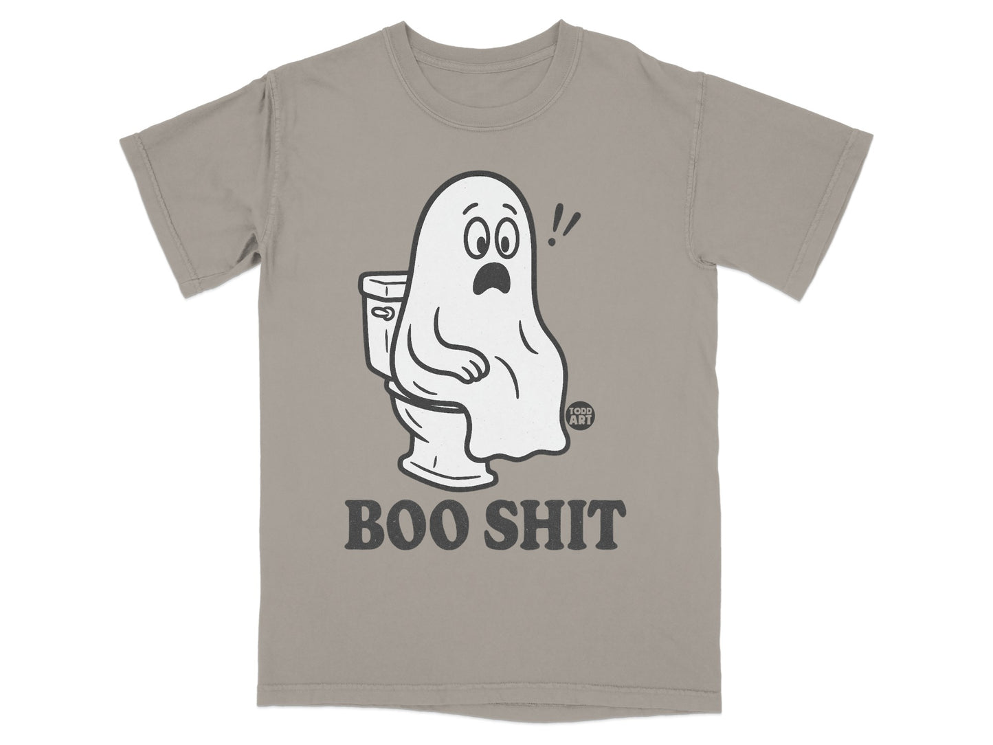 Ghost on toilet with "Boo Shit" text.