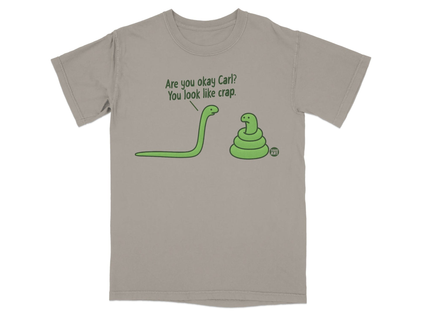 Two snakes, one coiled, with text "Are you okay Carl? You look like crap."
