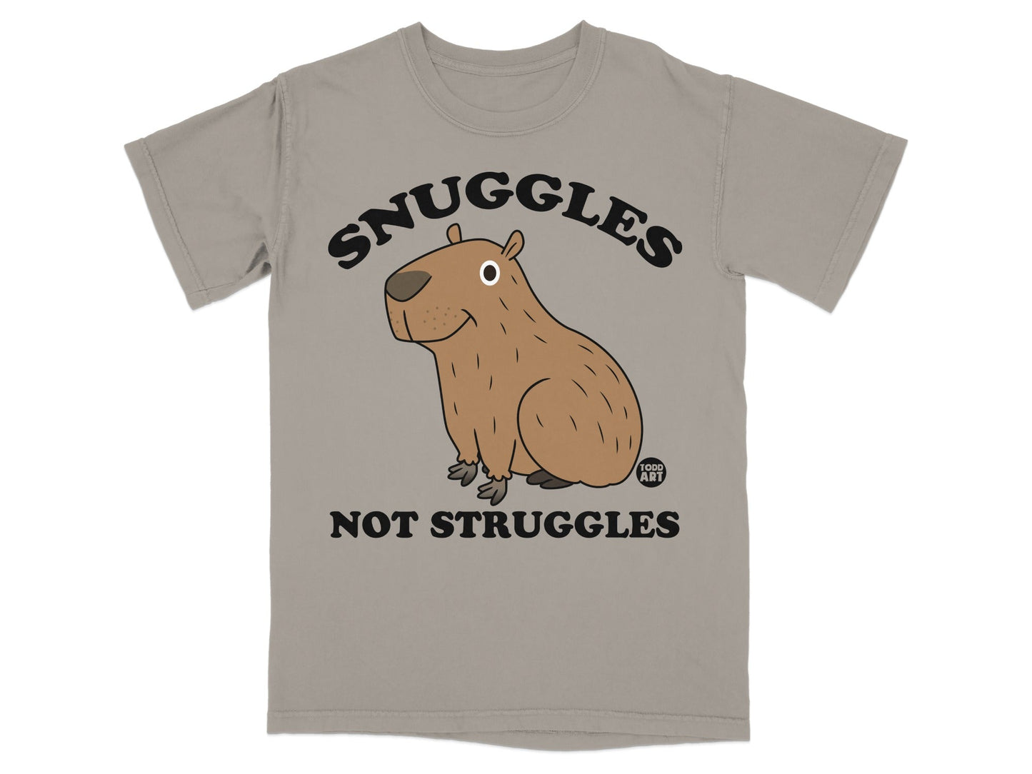 Snuggles Not Struggles Capybara Cartoon T-Shirt