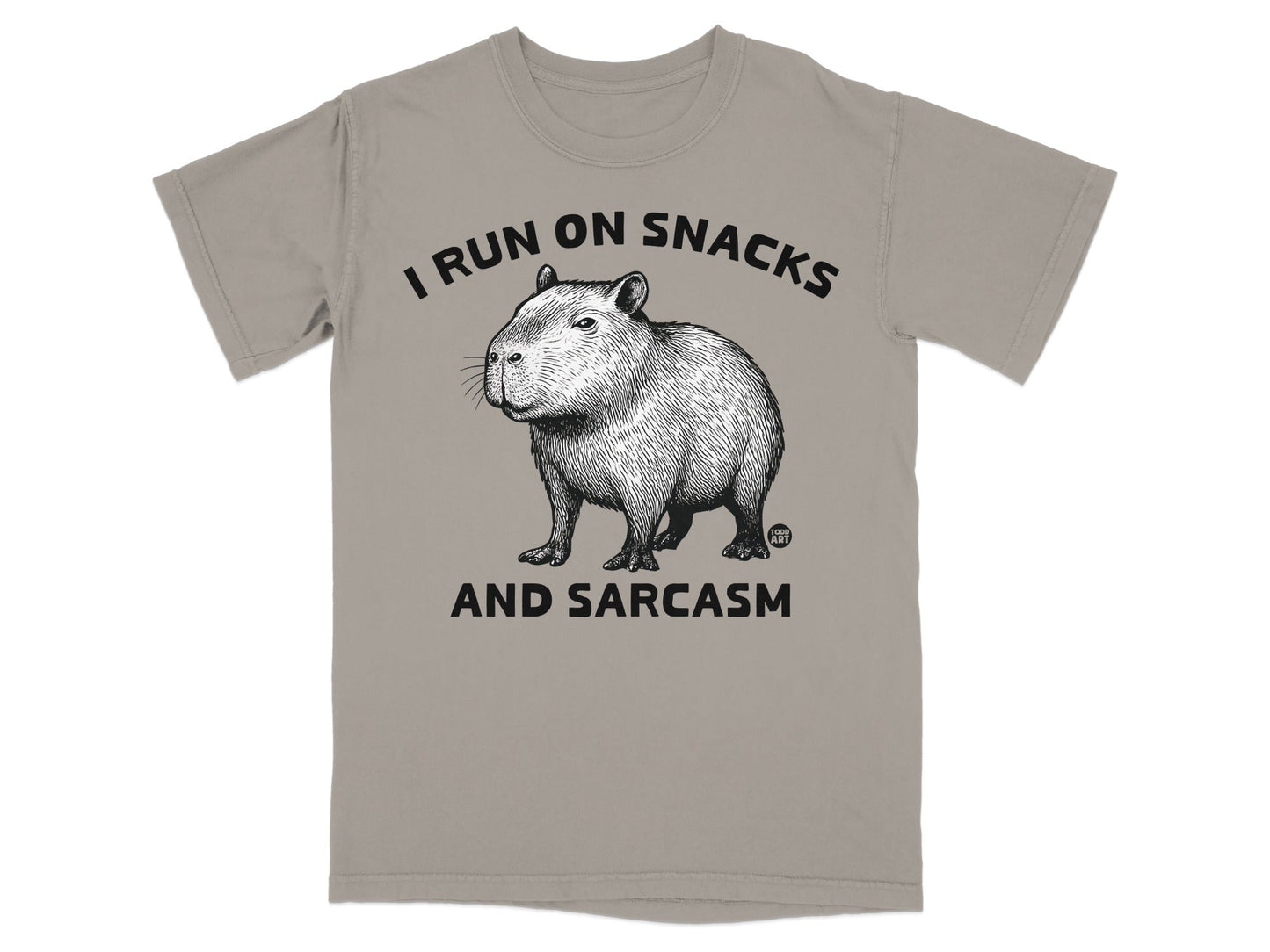 I Run On Snacks And Sarcasm Capybara Graphic T-Shirt