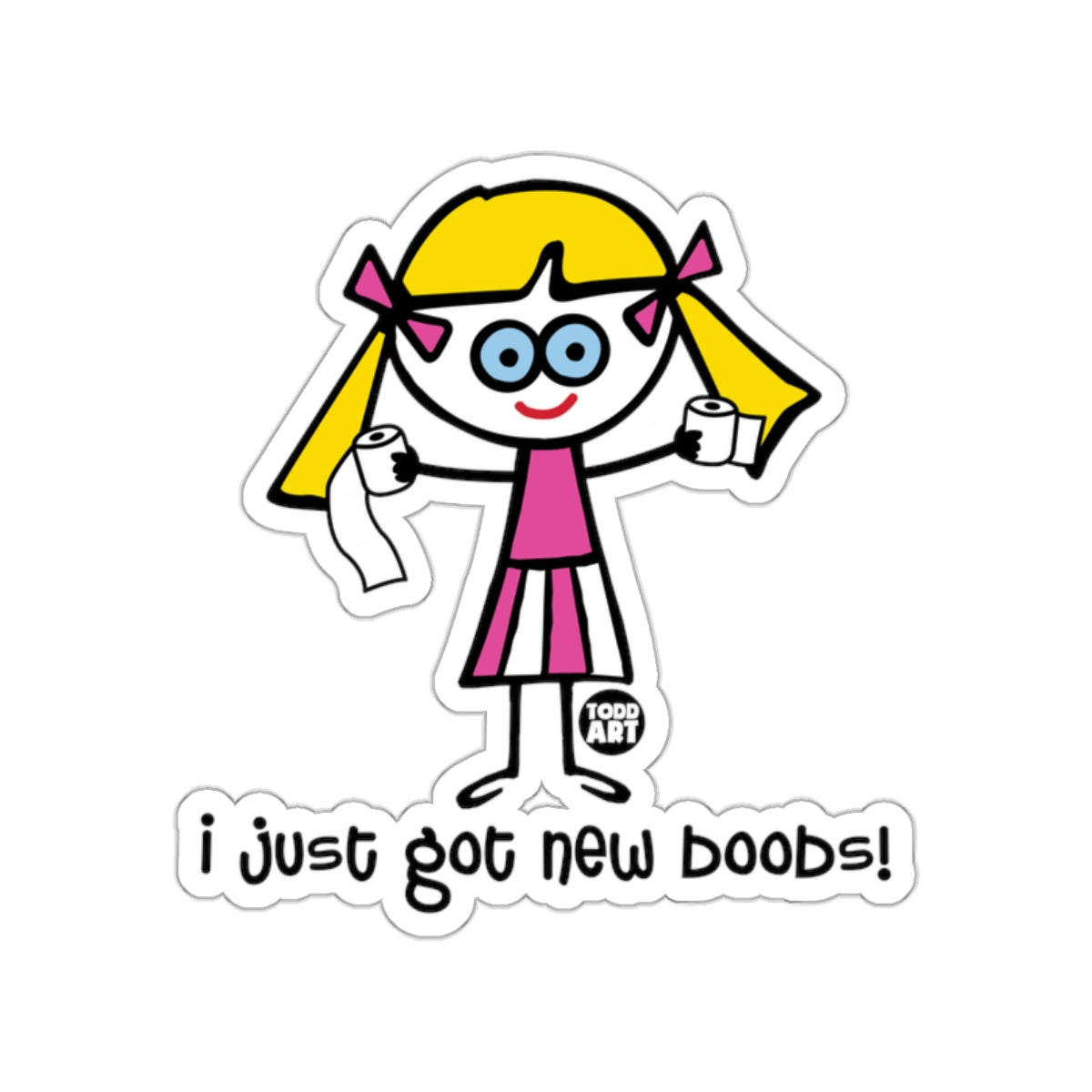 Blonde cartoon girl humor sticker character