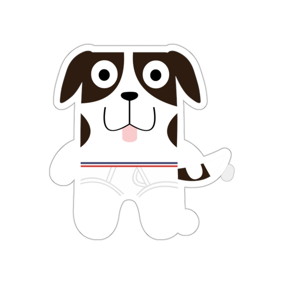 Dog breed cartoon character wearing underwear sticker
