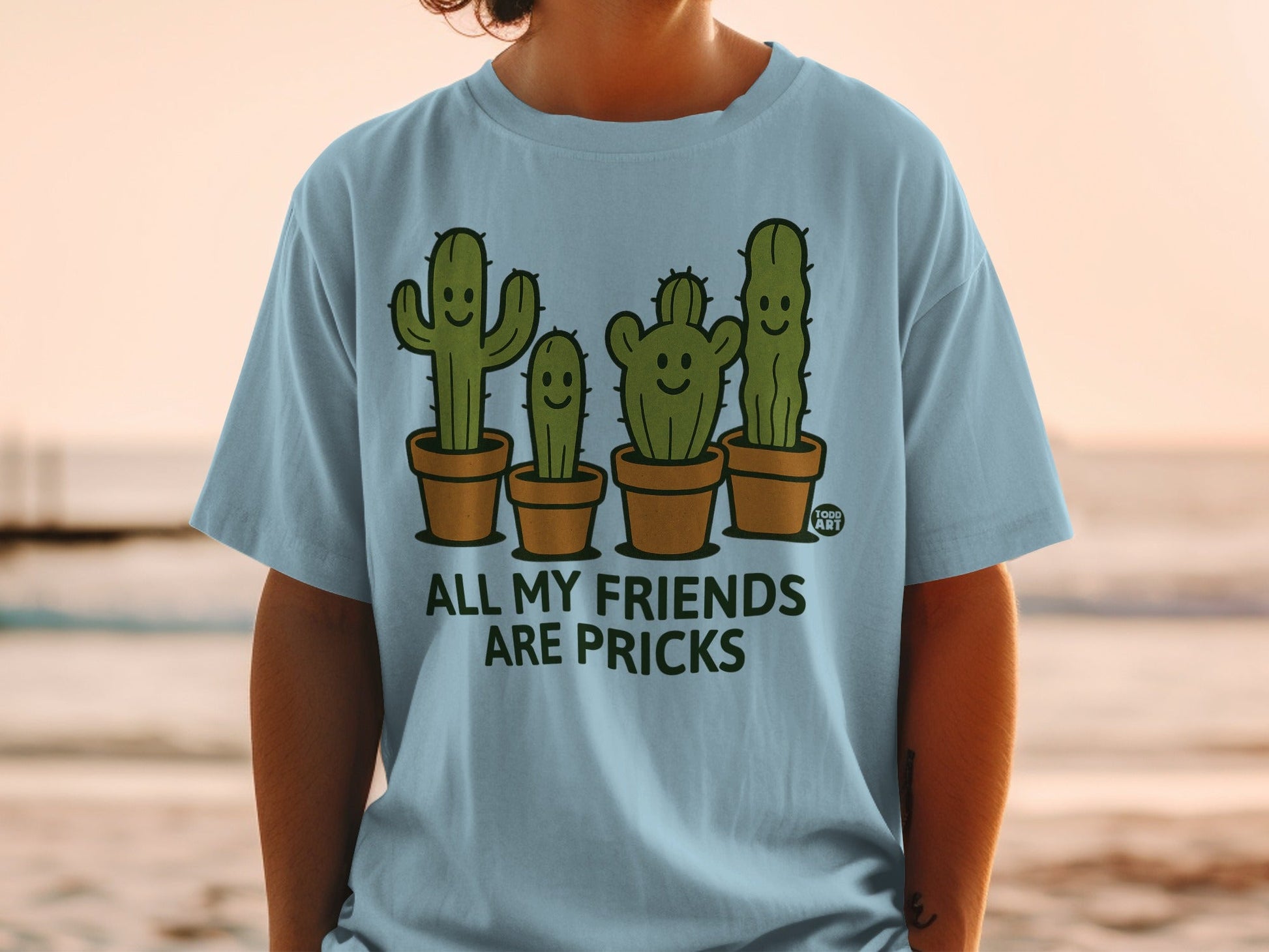 Fun Cactus All My Friends Are Pricks Graphic T-shirt