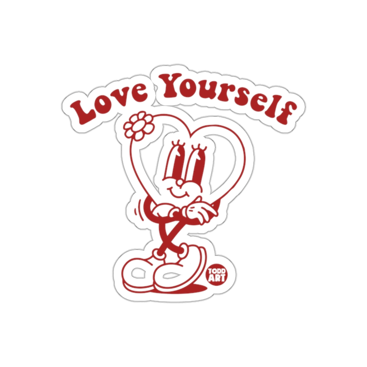 Love Yourself Cartoon Heart Art Sticker