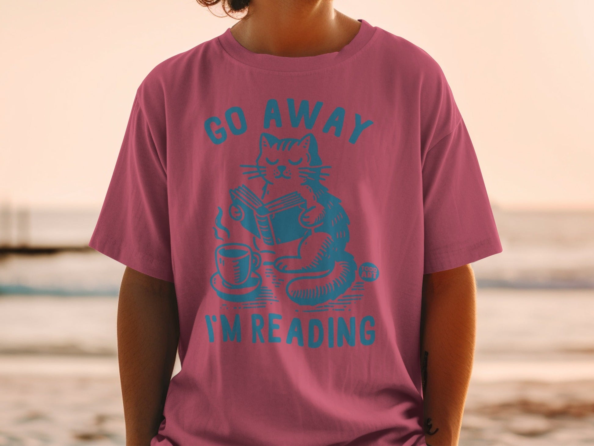 Go Away I'm Reading Cat and Coffee Graphic Shirt