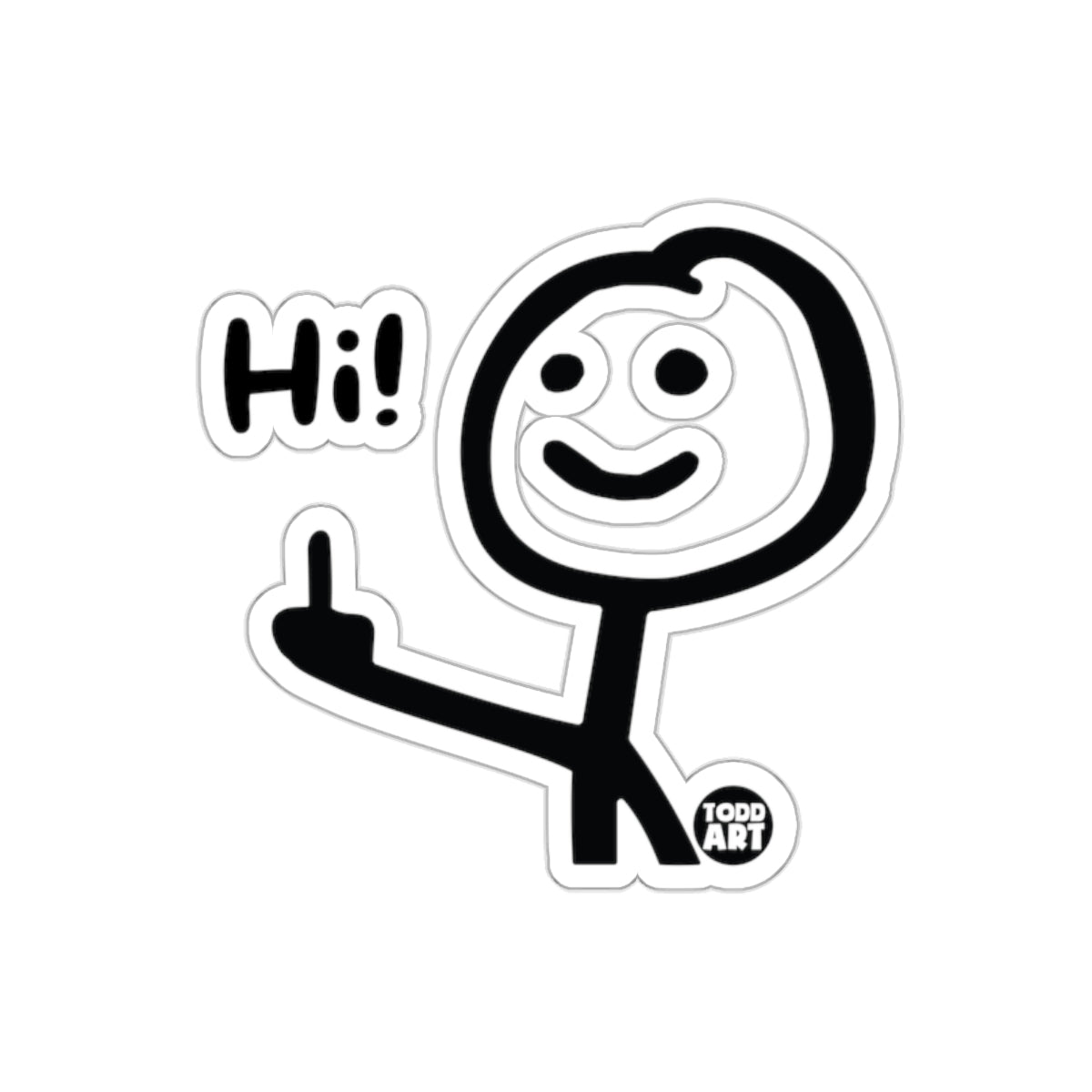 Hi Stick Figure with Middle Finger Sticker for Fun Decor