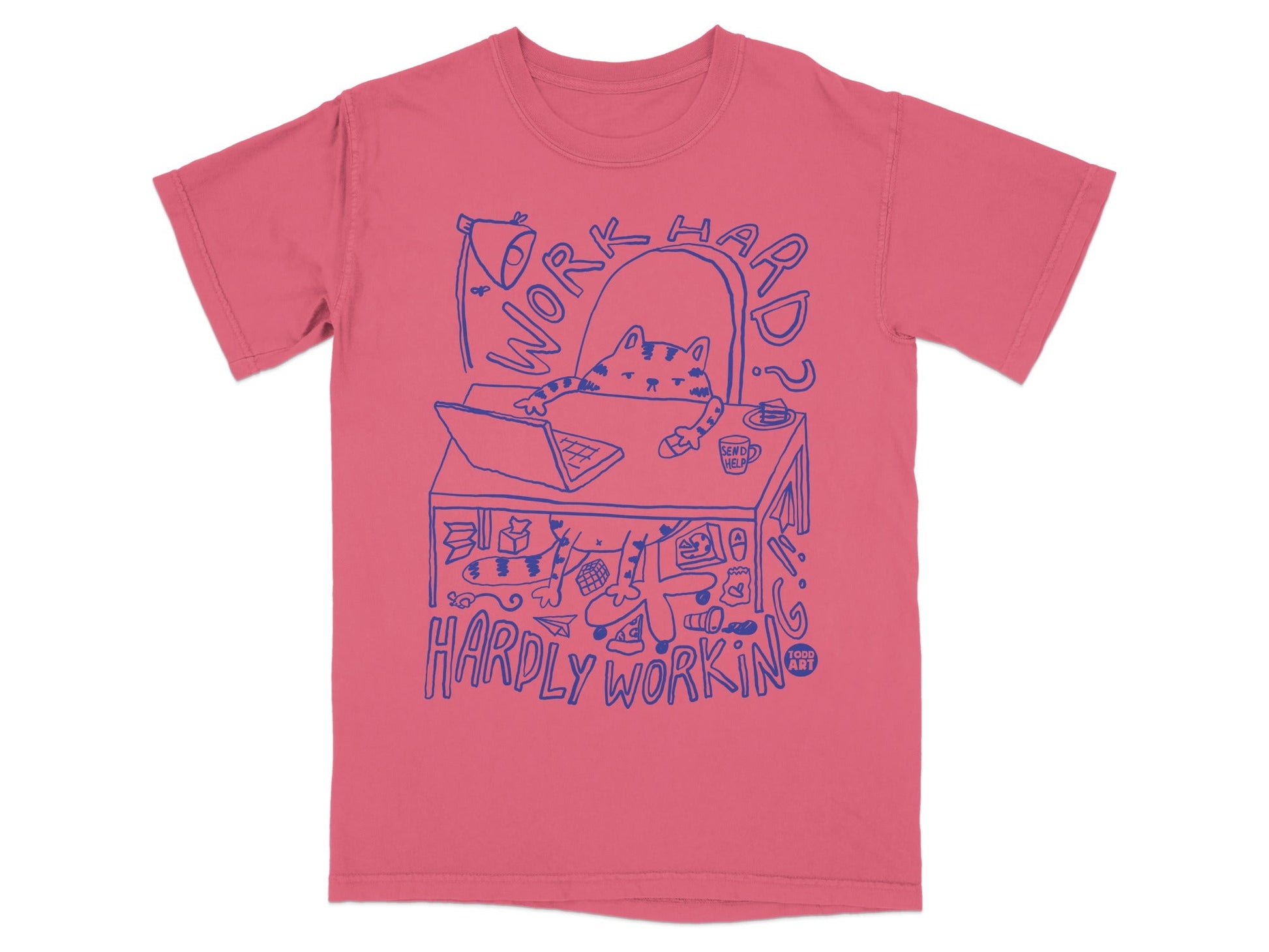Work Hard Hardly Workin Funny Cat Graphic T-shirt
