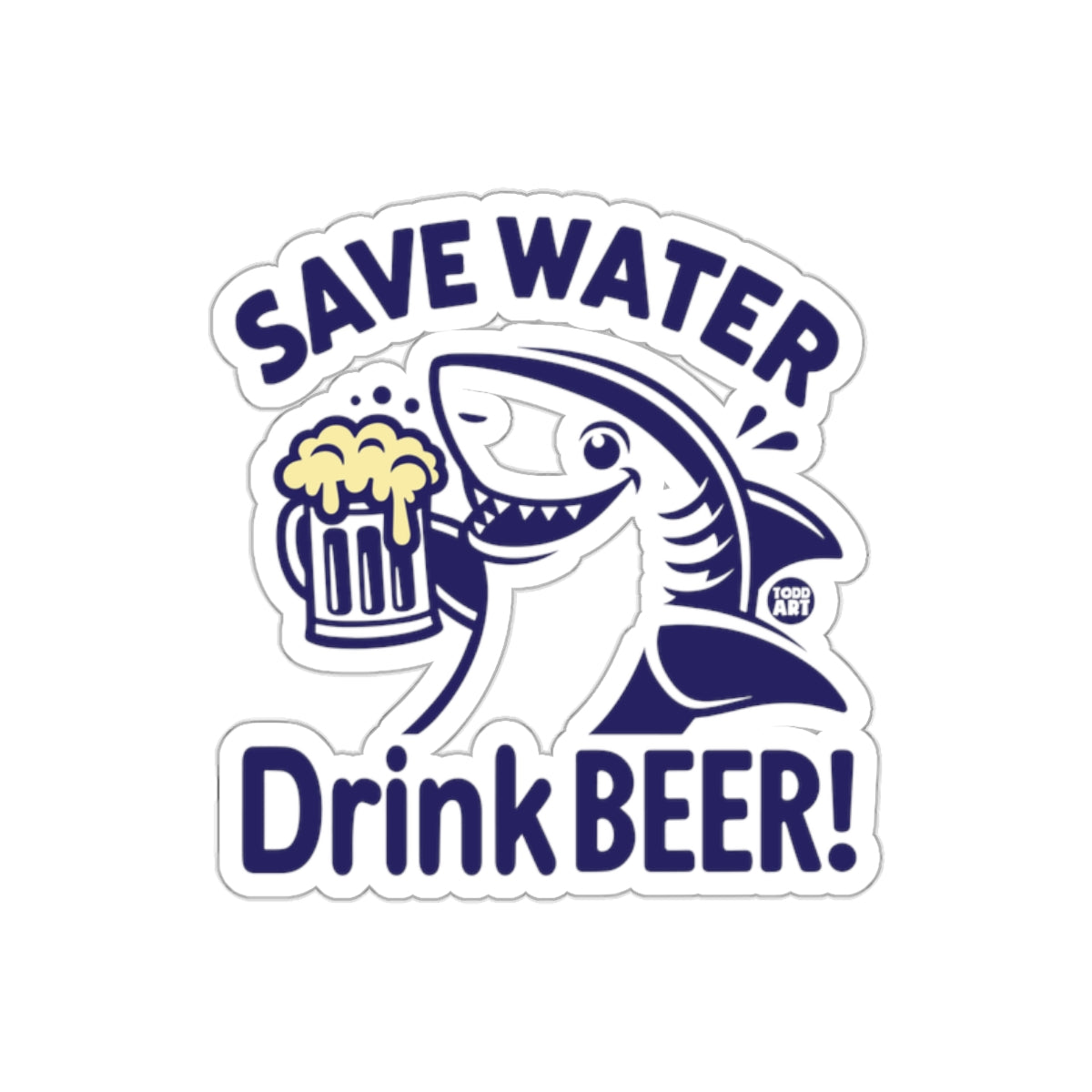 Save Water Drink Beer Shark With Beer Mug Design Stickers