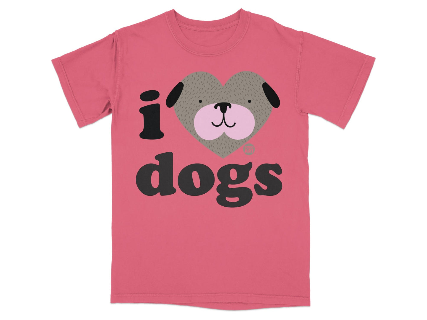 I Heart Dogs Graphic Tee With Cute Dog Face Design