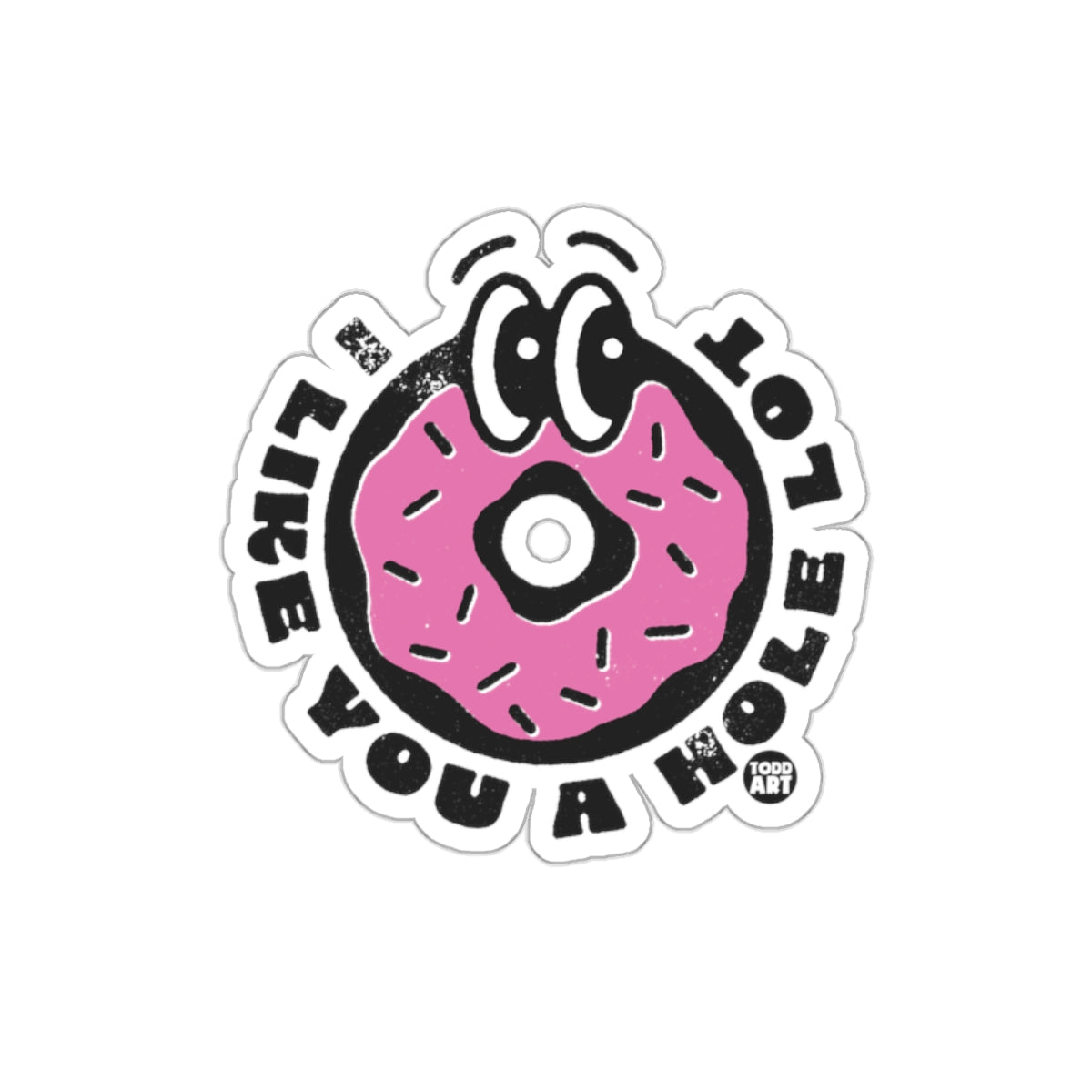 Funny Donut Sticker With Cute Cartoon Pink Design