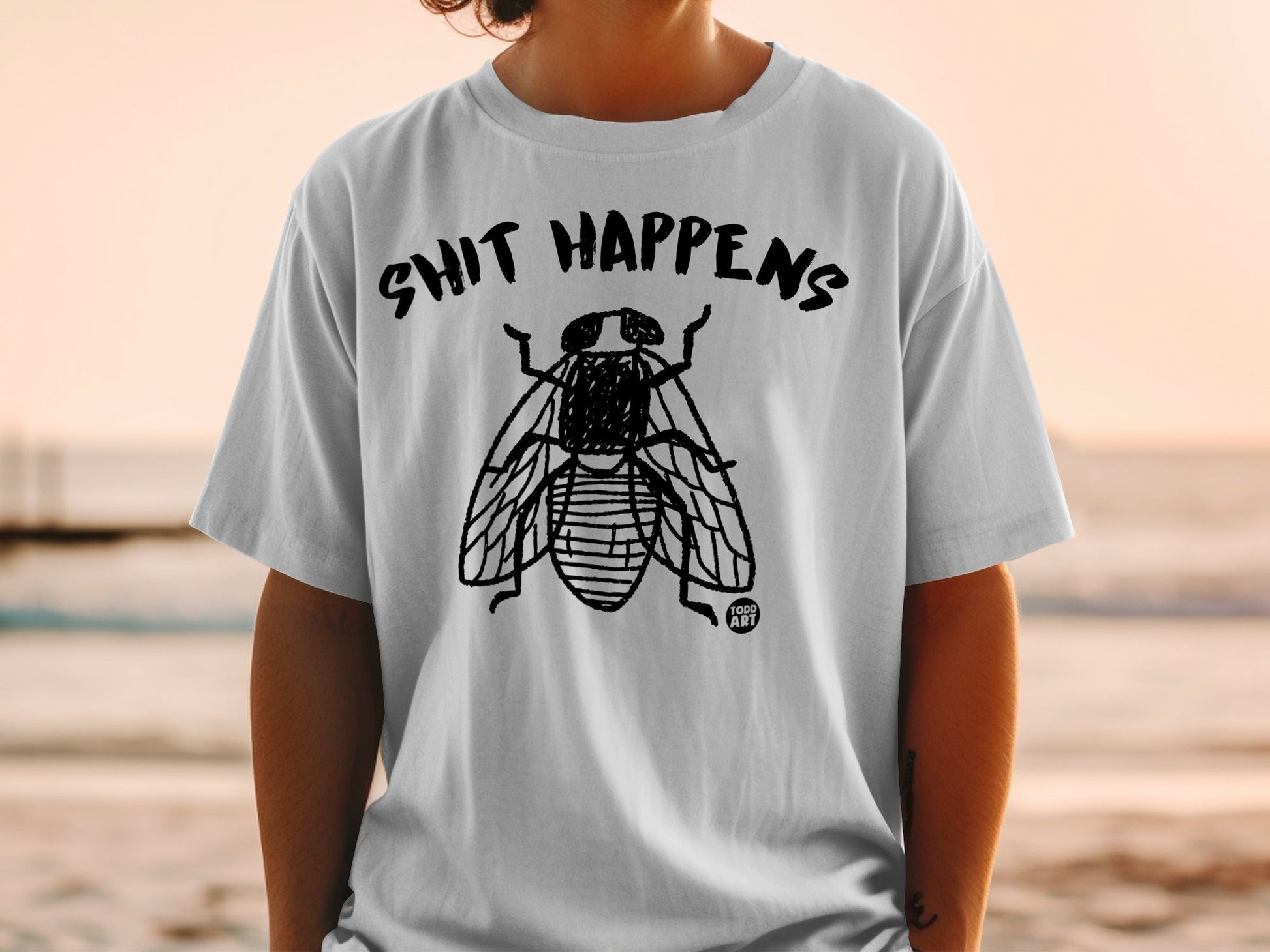 Shit Happens Fly Graphic Print T-Shirt Casual Wear