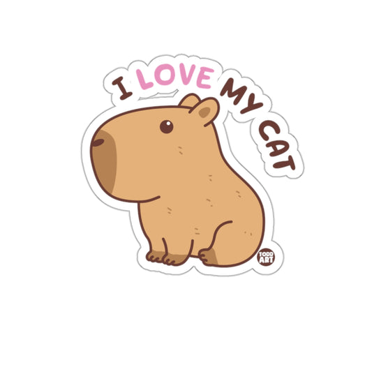 I Love My Cat Cute Capybara Sticker Product