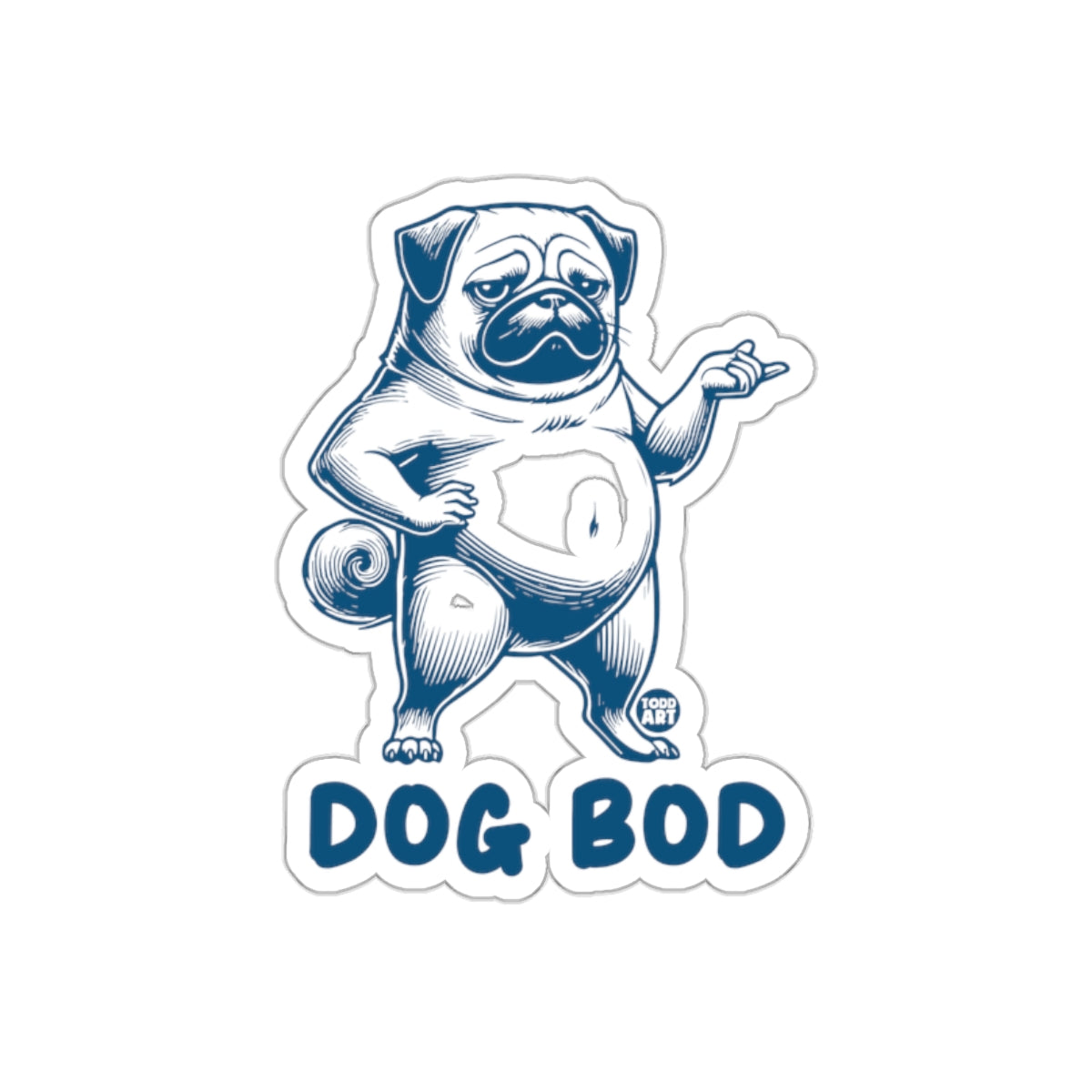 Funny Dog Bod Pug Humorous Illustration Sticker