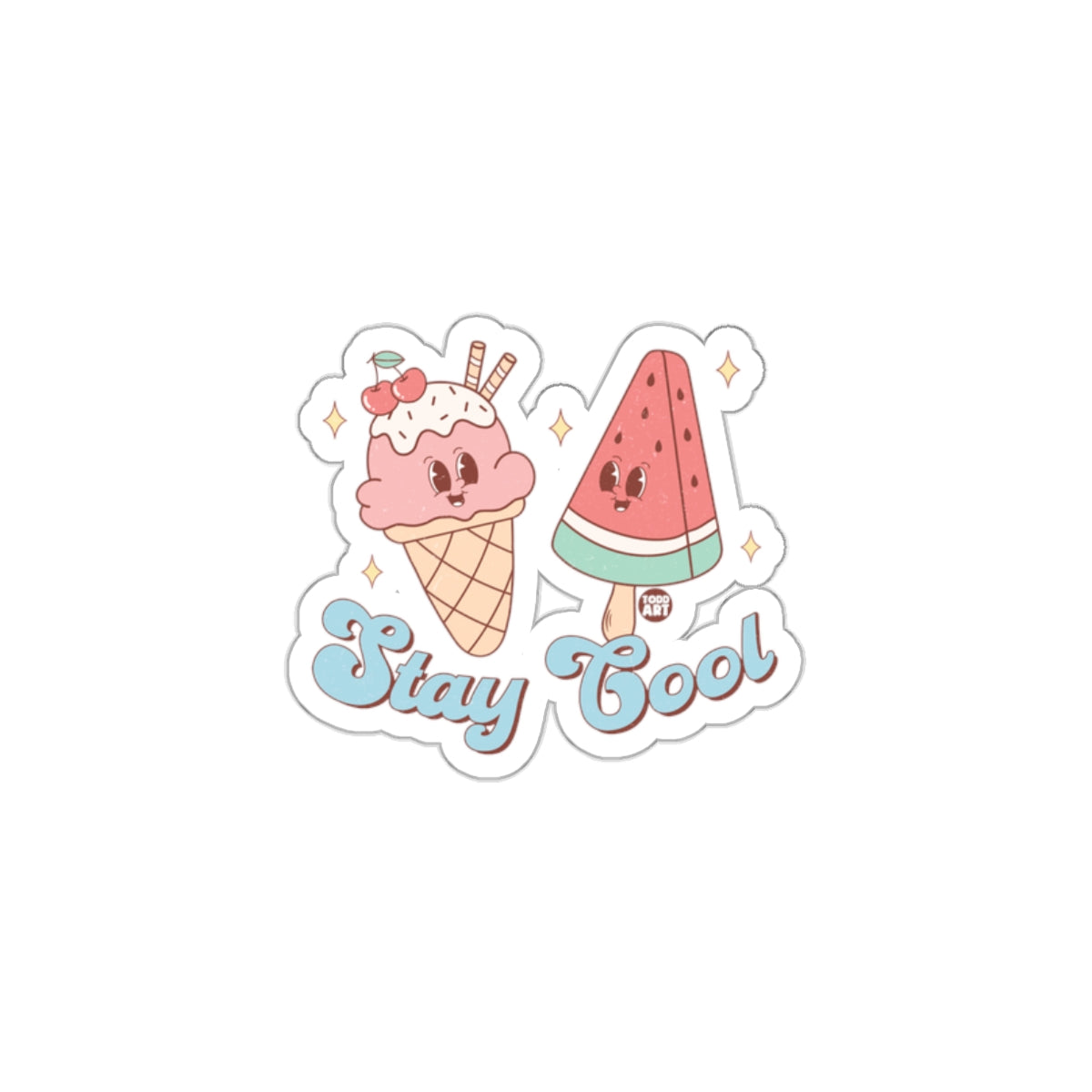Stay Cool Cute Ice Cream and Watermelon Sticker