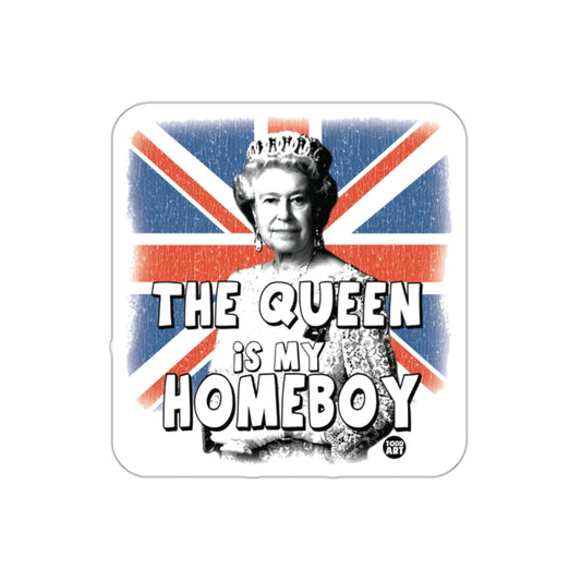 The Queen Is My Homeboy With UK Flag Background sticker