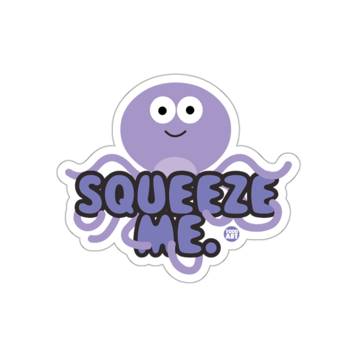 Cute Purple Octopus Squeeze Me Sticker for Kids