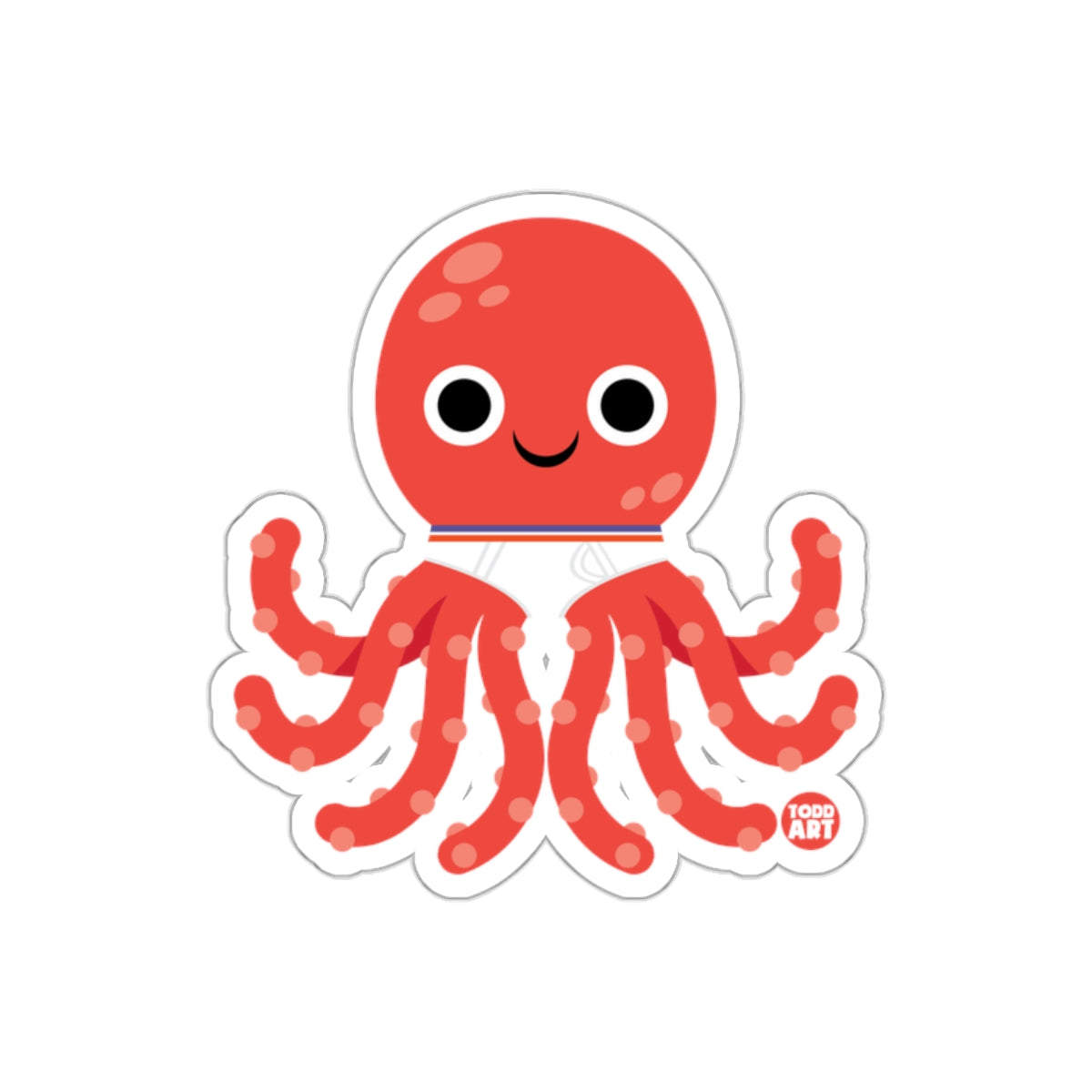 Cute Red Octopus with Smiling Face Sticker Product
