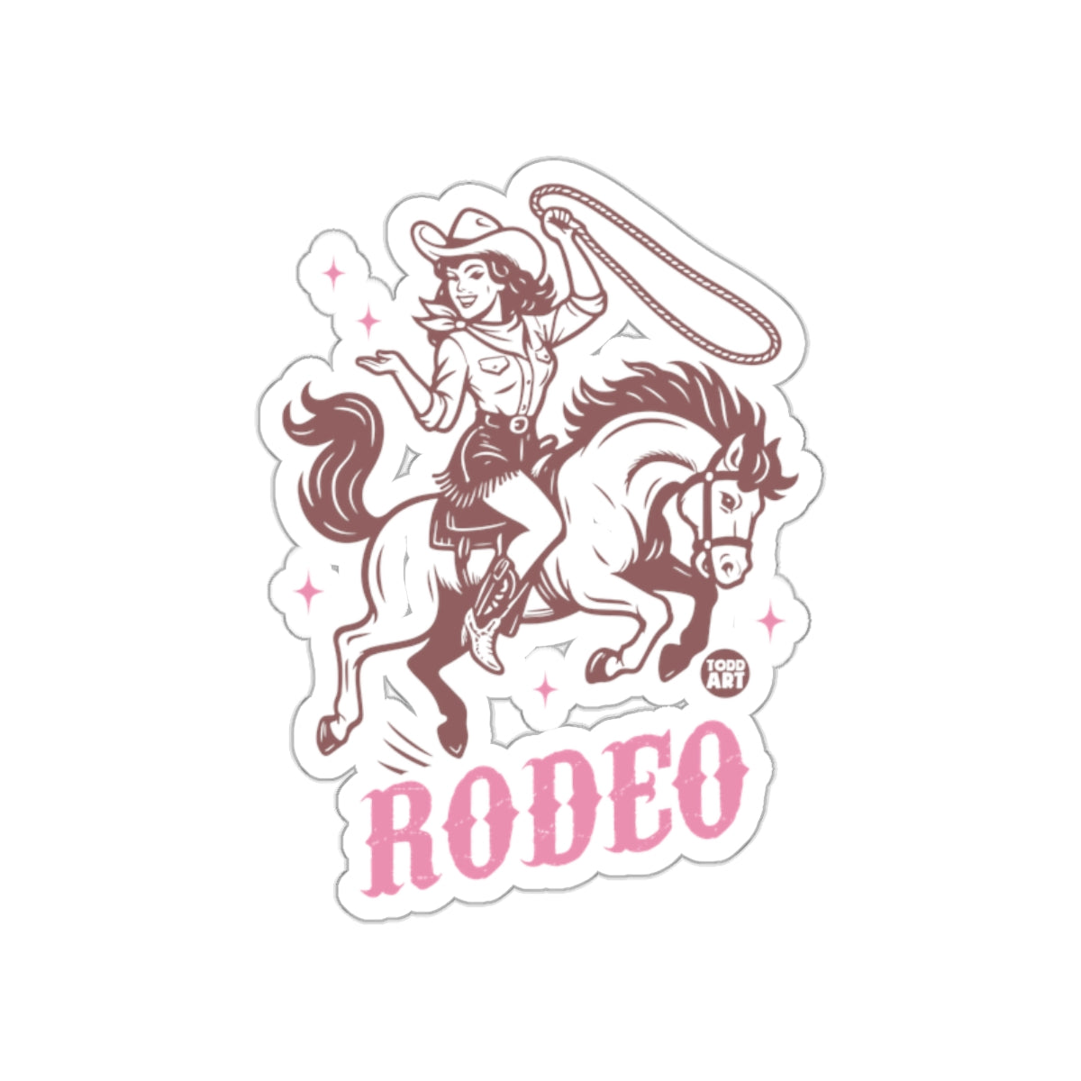Vintage Cowgirl Rodeo Sticker with Lasso Artwork