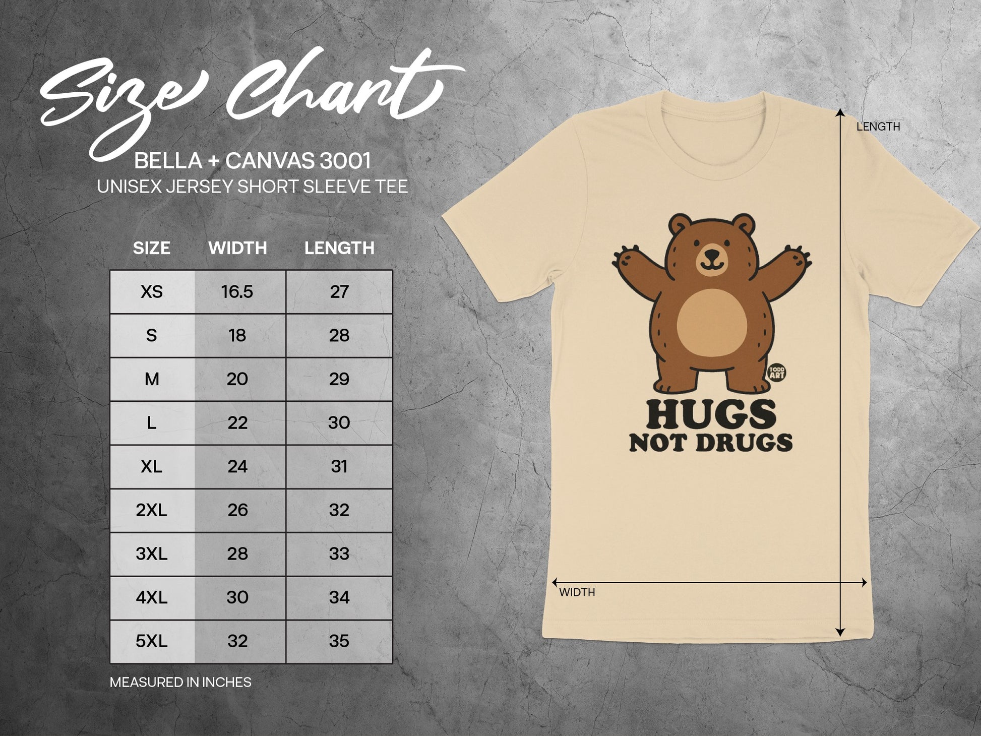 Hugs Not Drugs Bear Unisex Jersey Short Sleeve Tee