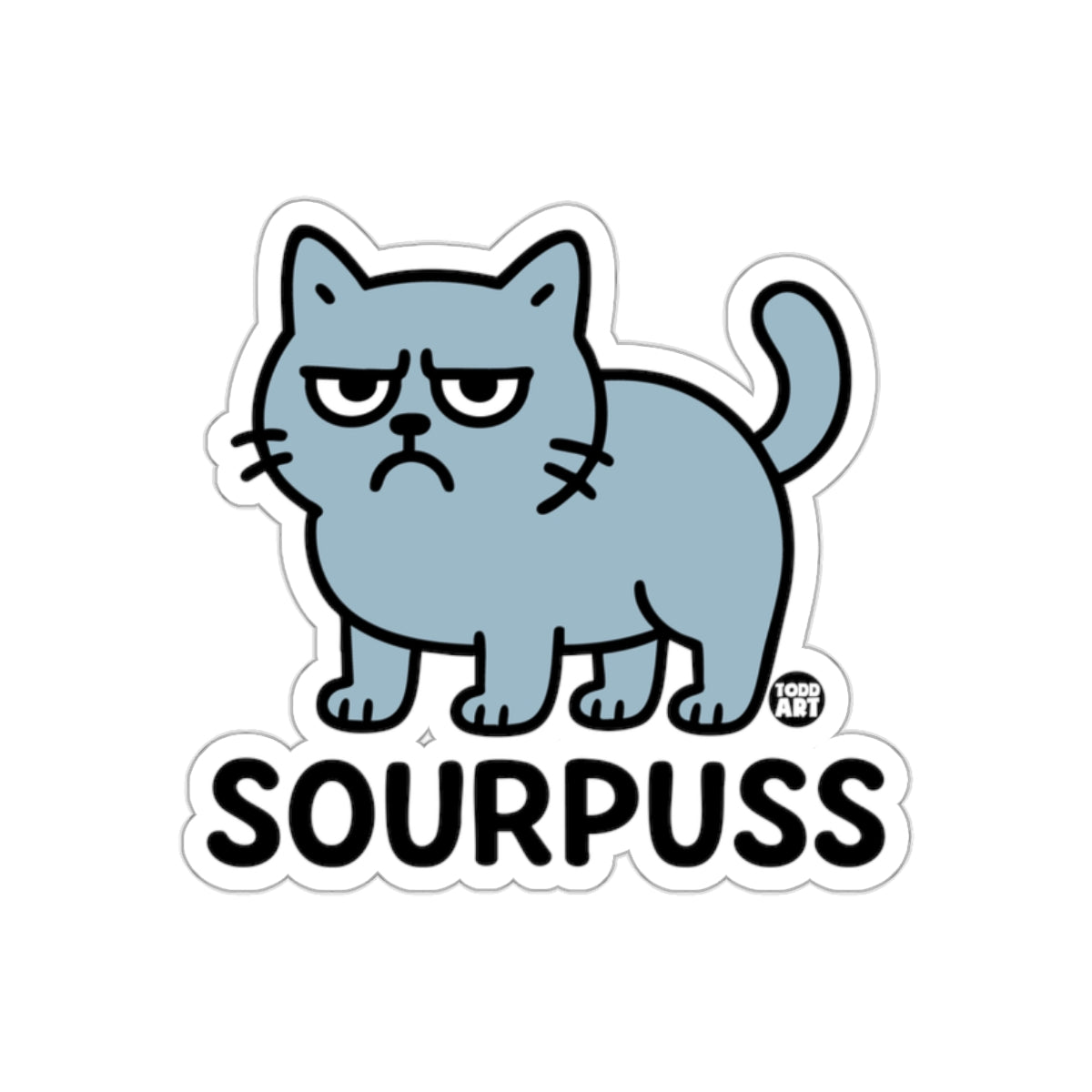 Grumpy Sourpuss Cartoon Cat Illustrated Style Stickers