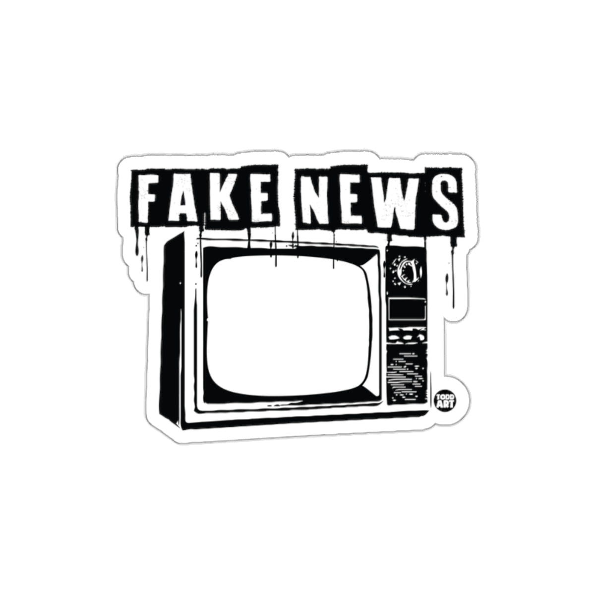 Fake News Dripping TV Sticker Vintage Style Sticker