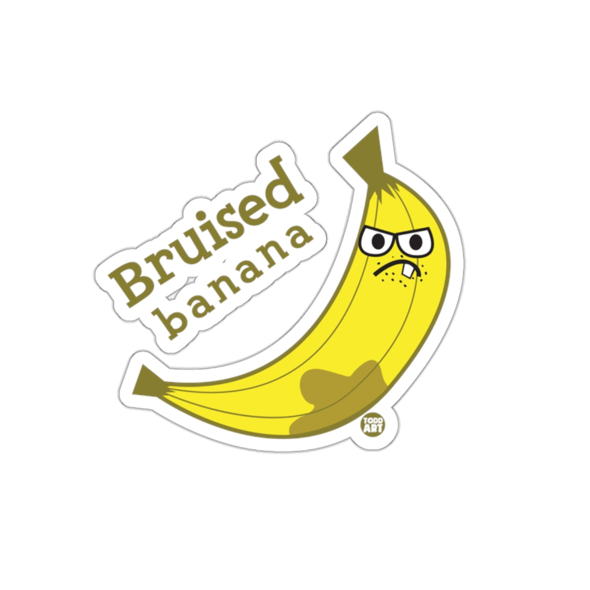 Bruised Banana Sticker Funny Fruit Illustration for Laptop