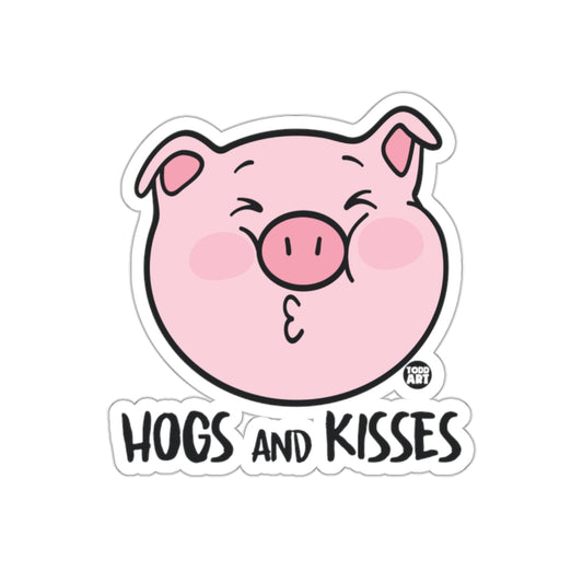 Hogs And Kisses Pig Cartoon Face Art Design Stickers