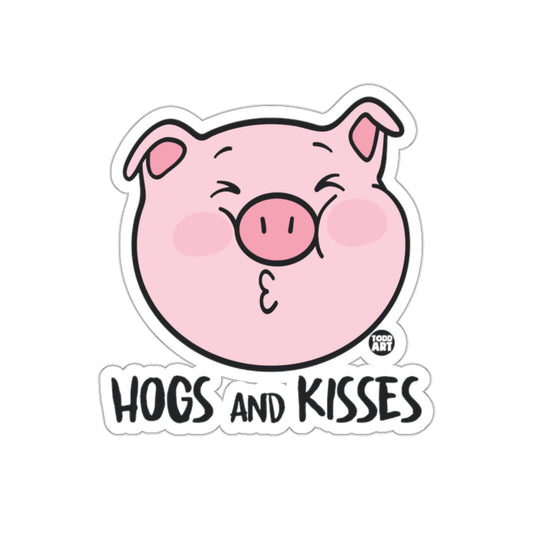 Hogs And Kisses Pig Cartoon Face Art Design sticker