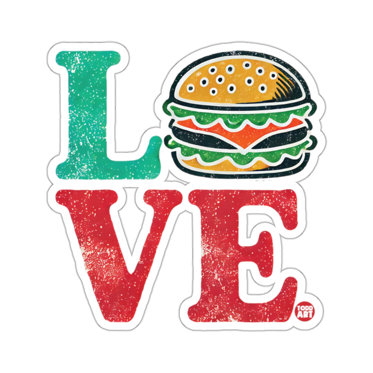 Love Burger Distressed Design Fast Food product type