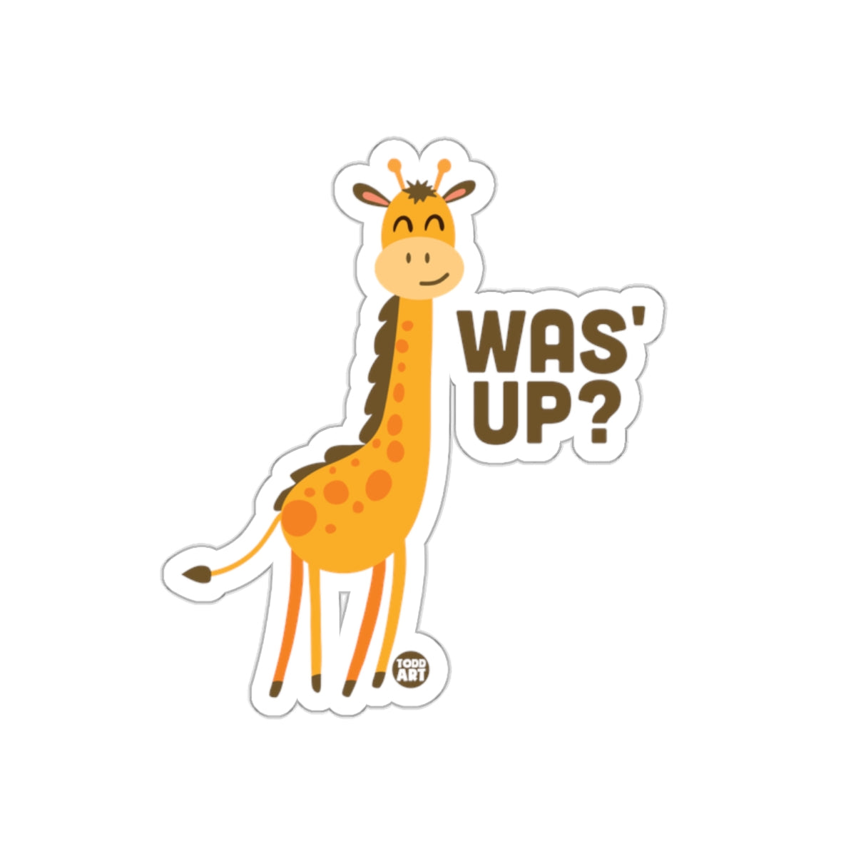 Giraffe Was' Up Sticker Fun Animal Design Sticker