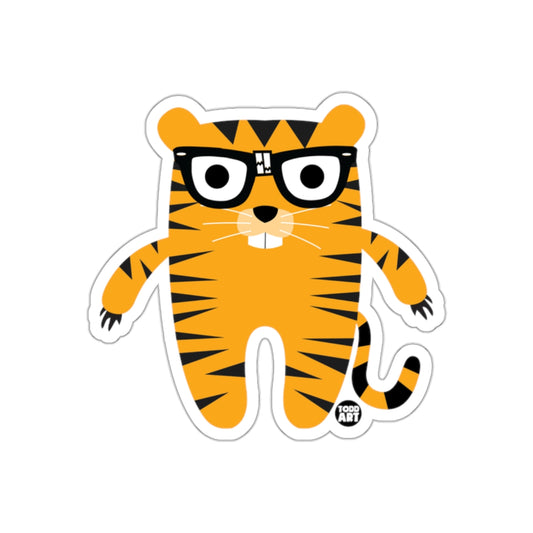 Todd Art Cartoon Tiger with Glasses Sticker