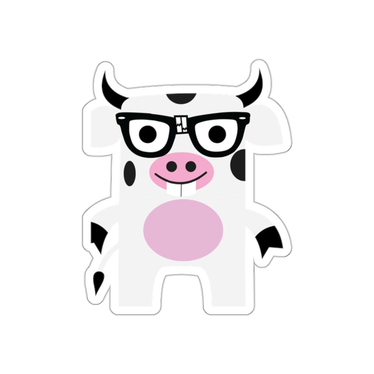 Cute Cartoon Cow with Glasses Sticker