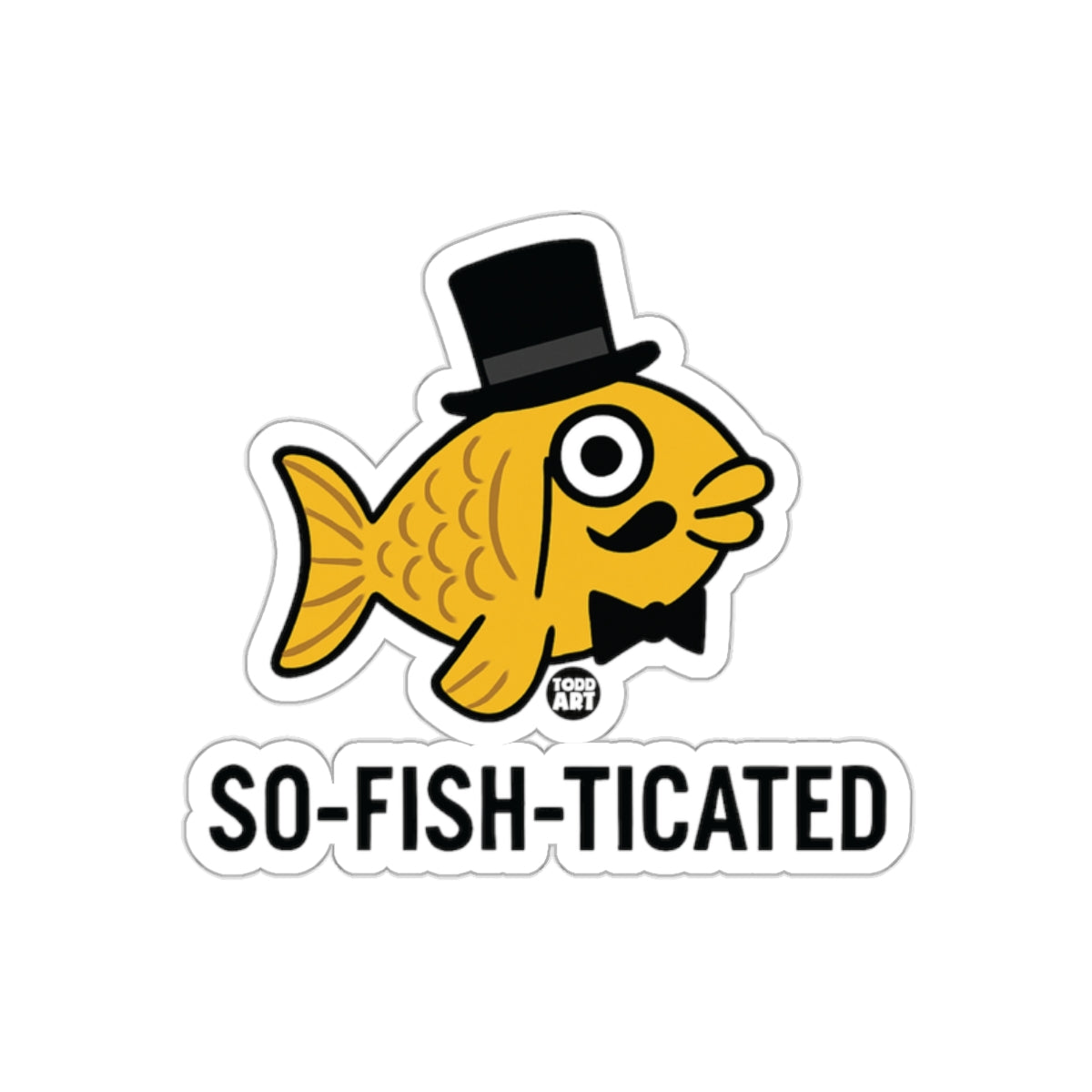 So-fish-ticated Fish with Hat and Bow Tie Sticker