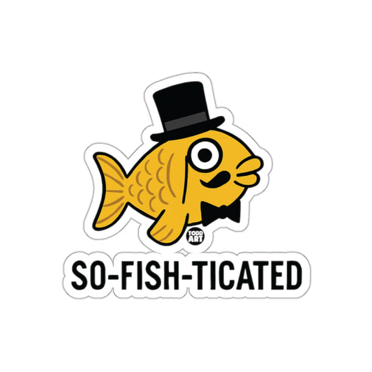 So-fish-ticated Fish with Hat and Bow Tie Sticker