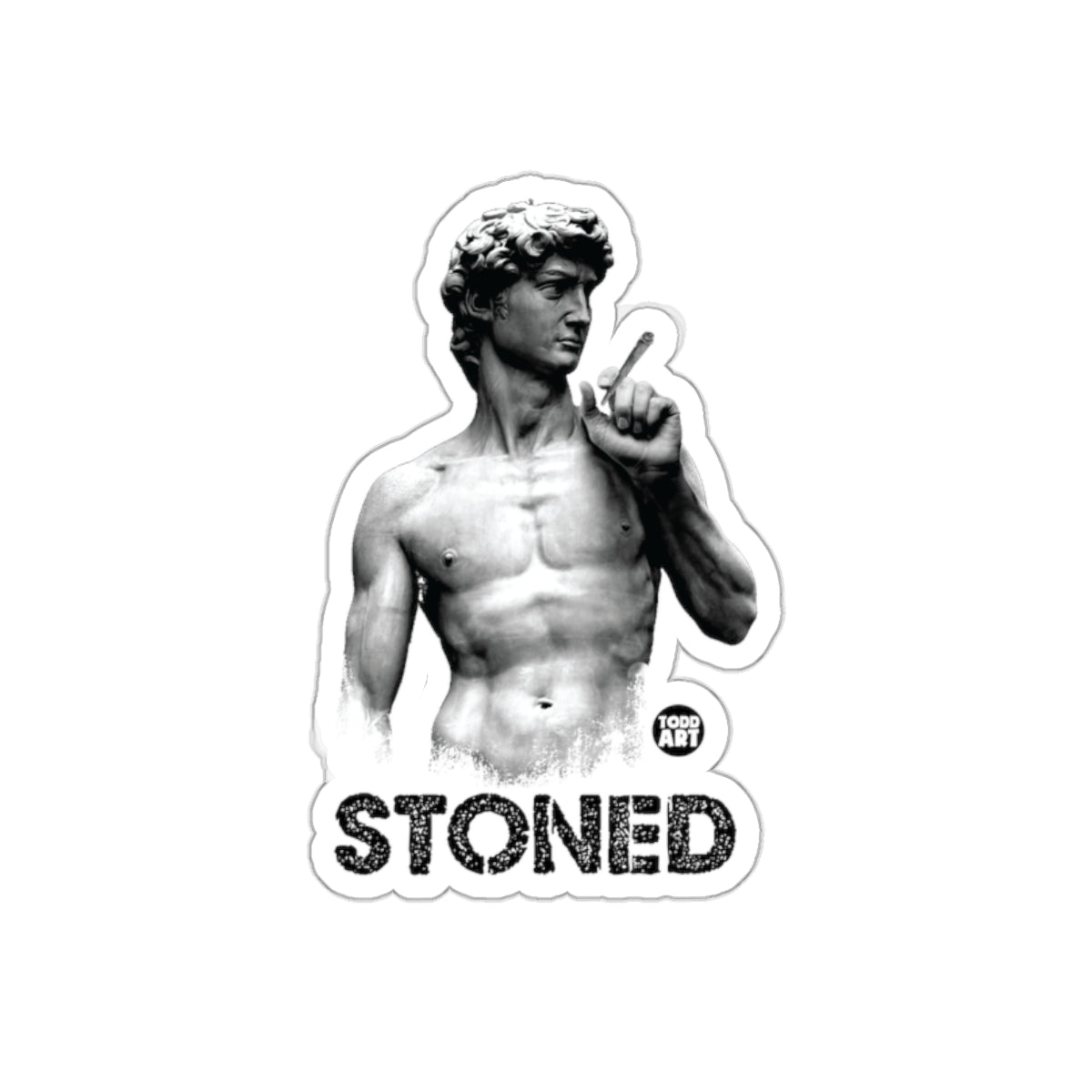 Stoned David Statue Sticker Featuring Todd Art