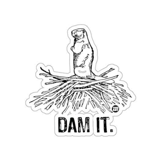 Dam It Beaver Art Print Sticker with Text
