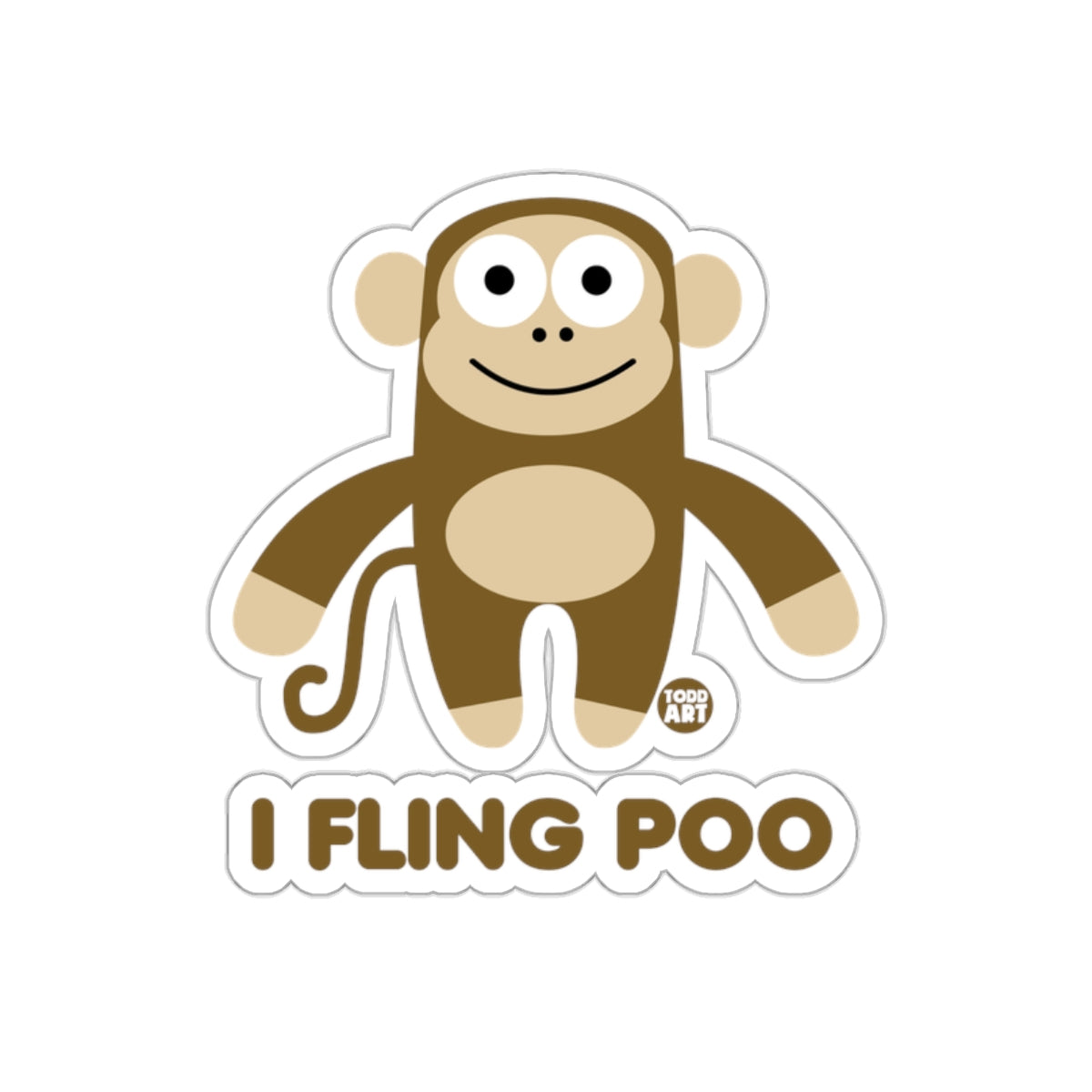 Funny Monkey Art I Fling Poo Cute Design Stickers