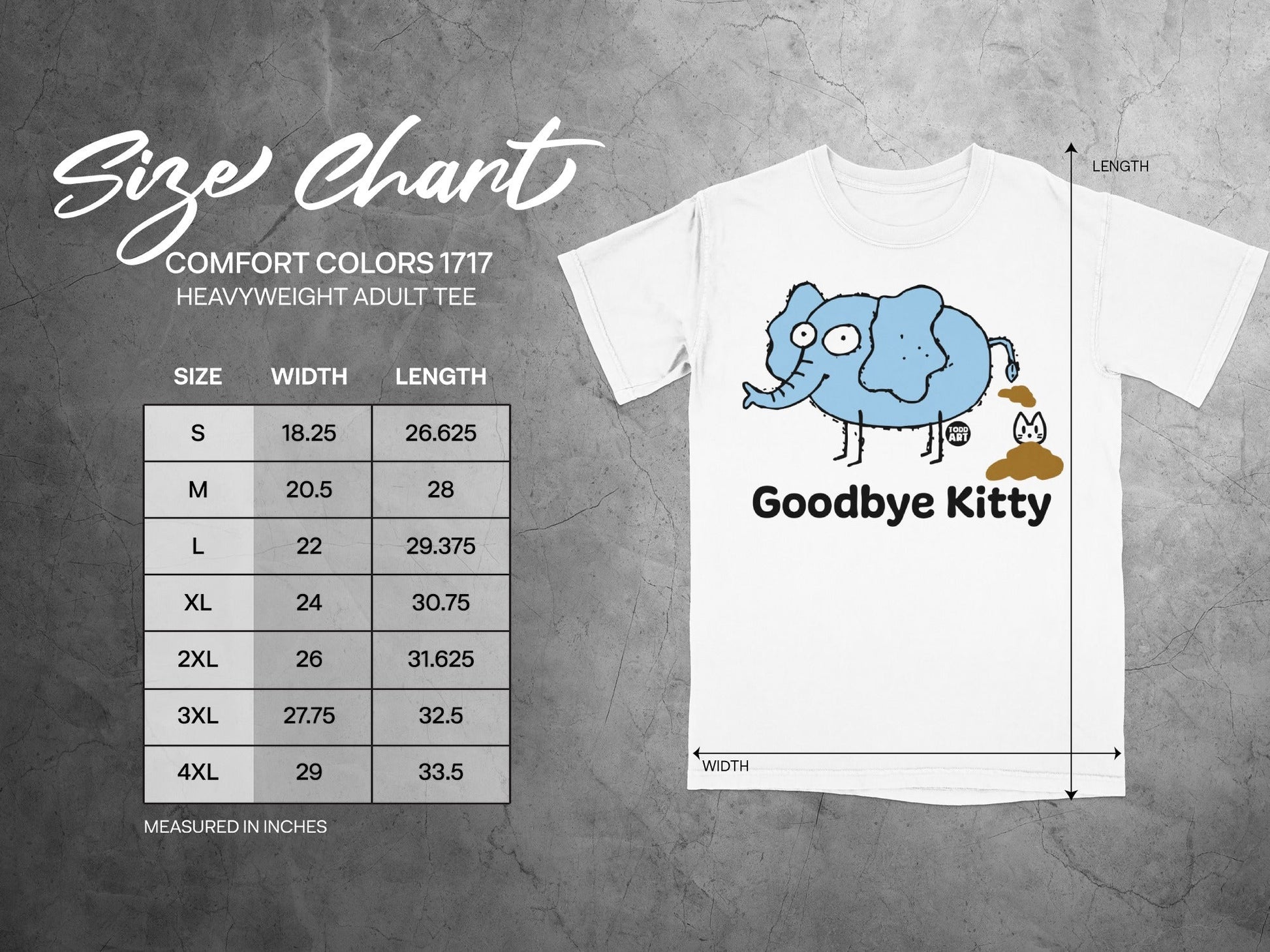 Goodbye Kitty Elephant Funny Graphic T-shirt for Adults
