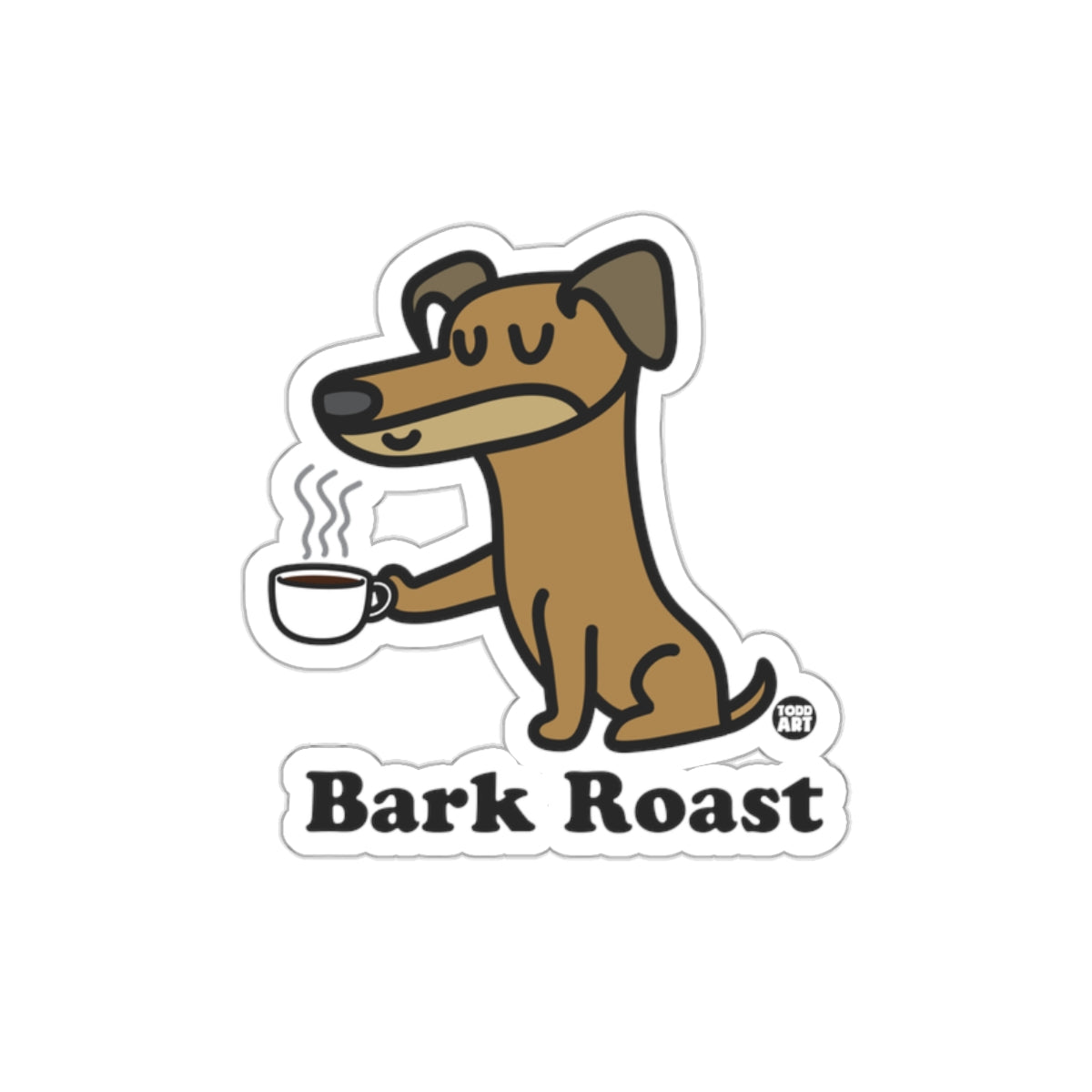 Bark Roast Coffee Drinking Dog Graphic Sticker