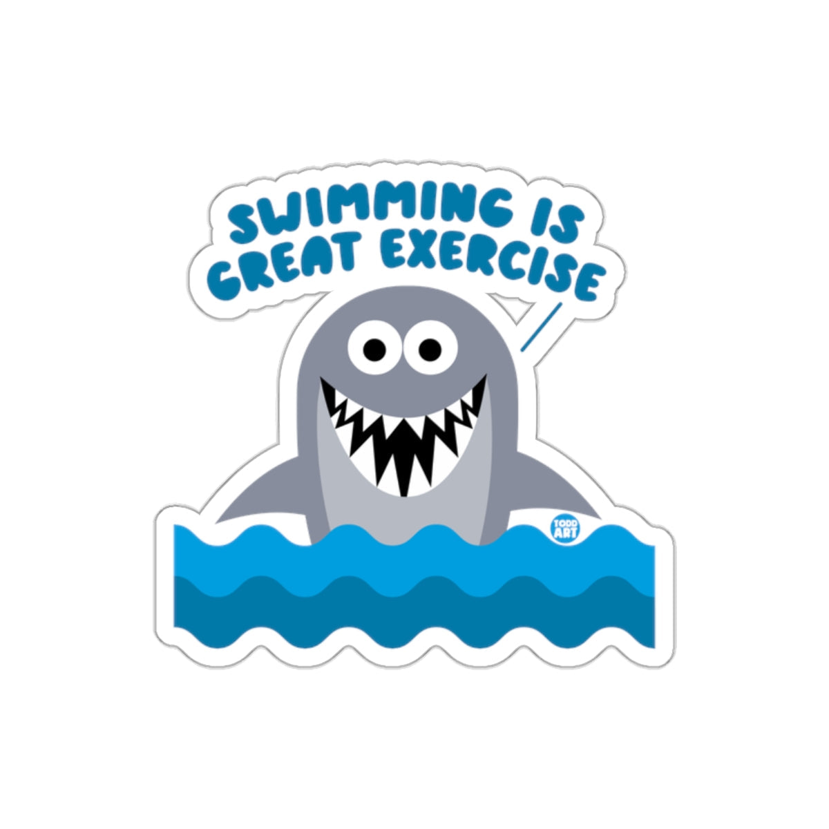 Swimming Great Exercise Shark Illustration Art sticker