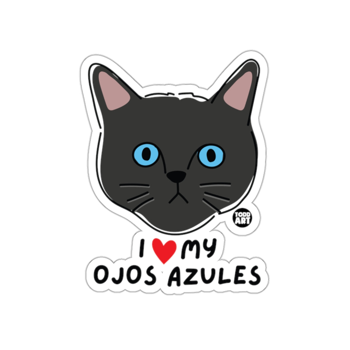 Adorable I Love My Ojos Azules Cat Sticker