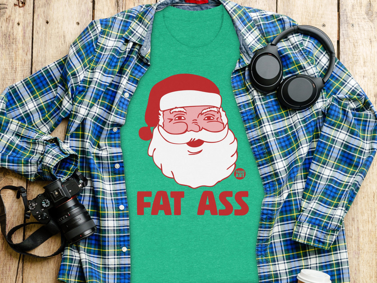 Fun Festive Santa Claus FAT ASS Graphic Tee