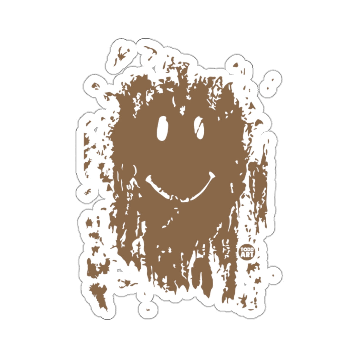 Brown Mud Splatter Smiley Face Grin Unique Art 