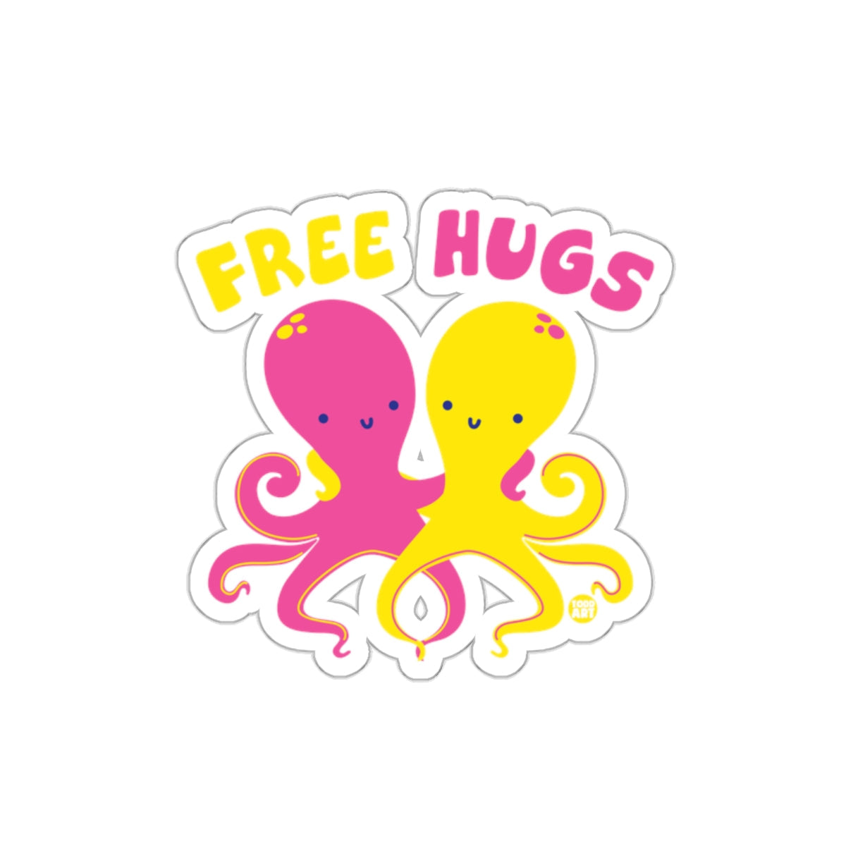 Free Hugs Cute Octopus Sticker Decal for Laptops