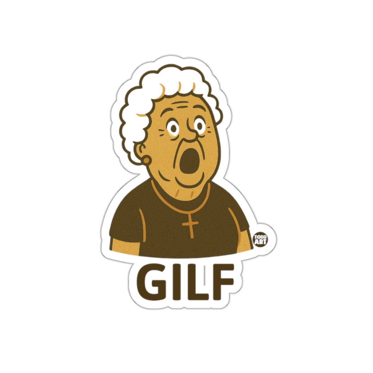 Funny Shocked Grandma GILF Sticker for Unique Decor