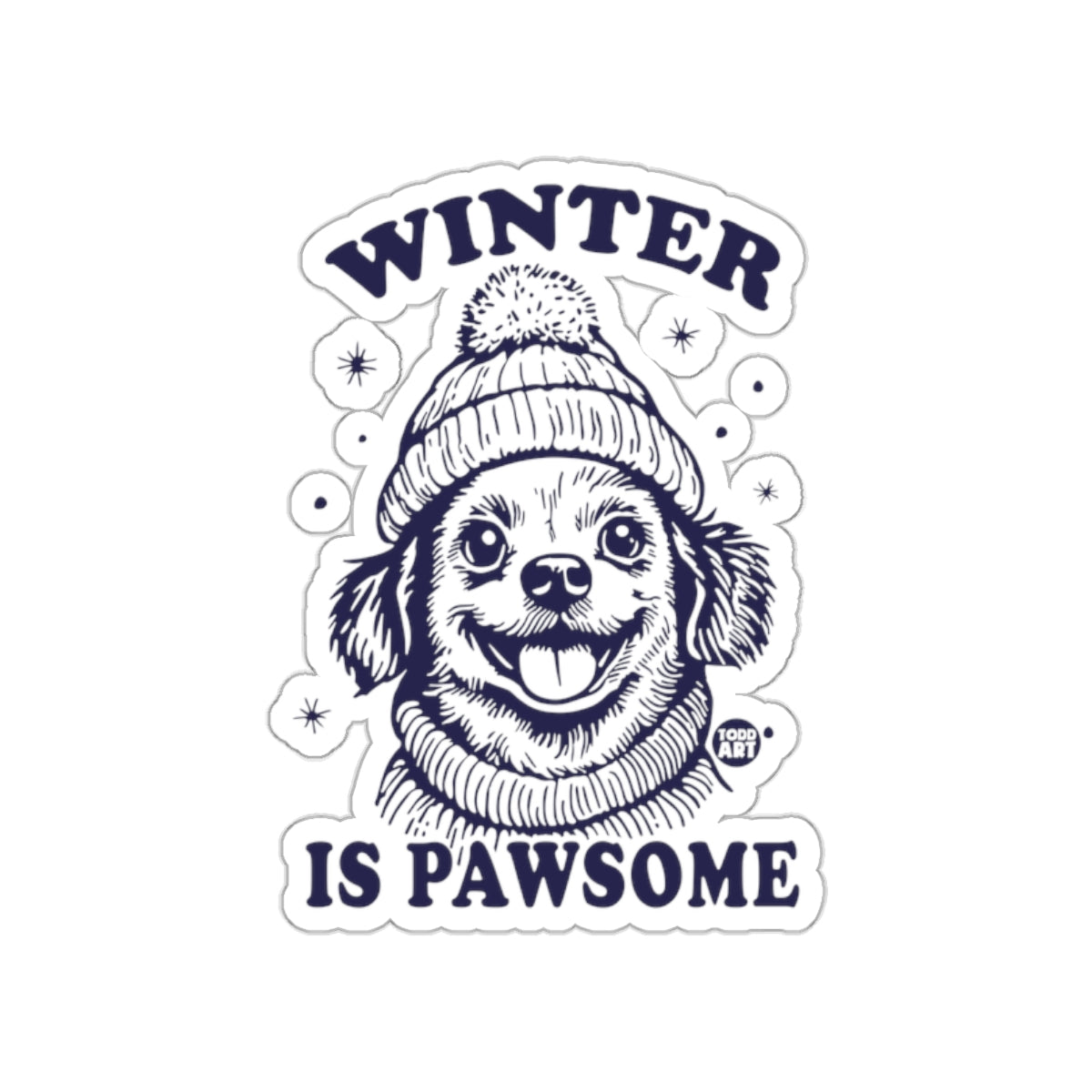 Winter is Pawsome Dog Sticker Cute Winter Design