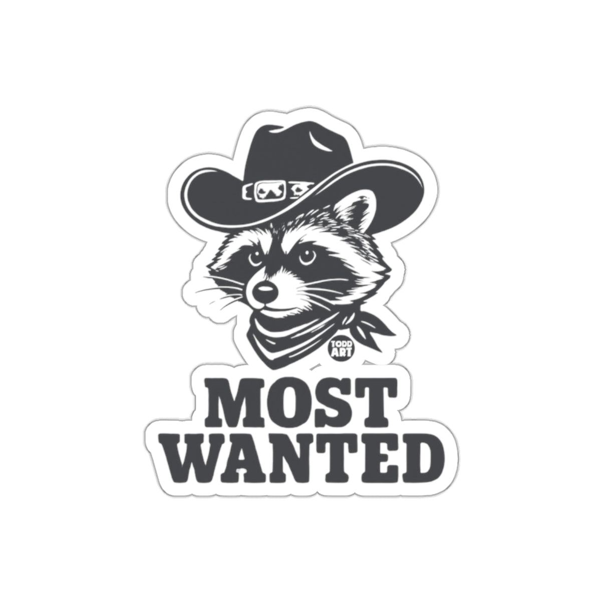 Most Wanted Bandit Raccoon Cowboy Artistic Stickers