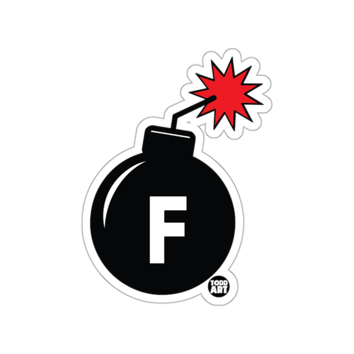 Cartoon Bomb with F Symbol Sticker Decal