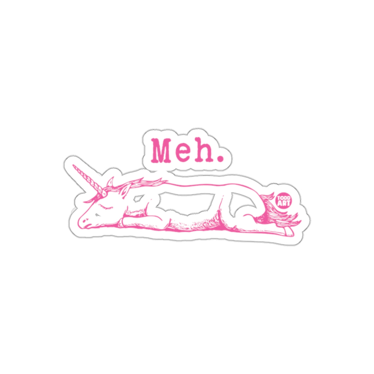 Meh Unicorn Sticker Funny Cartoon Art Design Sticker